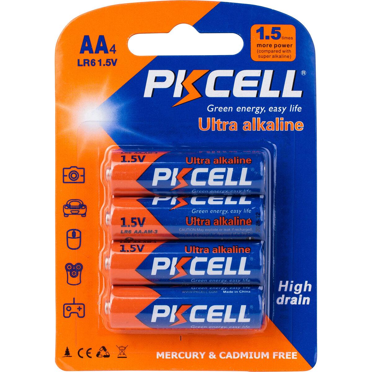 PKCELL 1.5V AA Ultra Alkaline Battery 4Pack